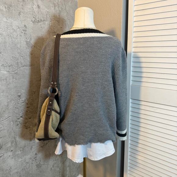 Preppy Grey Striped Sweater - Picture 4 of 6